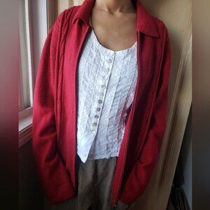 Tabi 100 pure wool Red  able Knit  ardigan in deep red